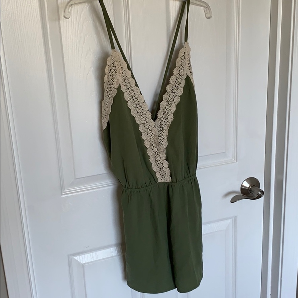 Criss cross tie open back romper